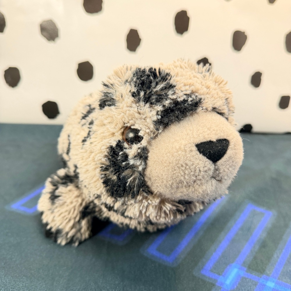 Wild Republic Harbor Seal Pup Plush Spotted Tan Gray Bean Bag Stuffed Animal 12"